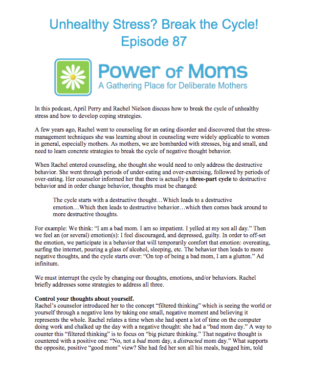 UnhealthyStress.powerofmoms.com